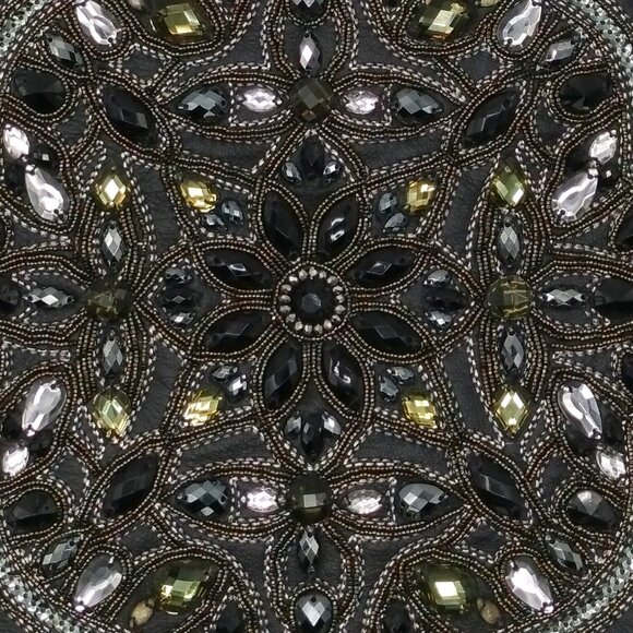 Brighton Anjulina Anju Black Beaded Soft Leather Bucket Shoulder Bag F147953 - Picture 7 of 16